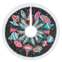 Falda Para El Árbol De Navidad De Poliéster Ornamentos de época con fondo negro