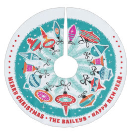 Falda Para El Árbol De Navidad De Poliéster Ornamentos retro de la frontera de personalizado A