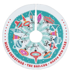 Falda Para El Árbol De Navidad De Poliéster Ornamentos retro de la frontera de personalizado A