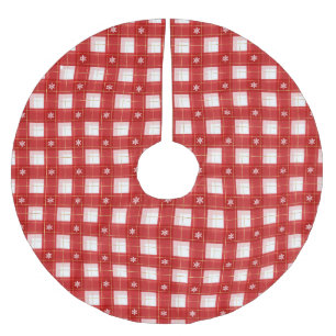 Falda Para El Árbol De Navidad De Poliéster oro de Navidad rojo blanco copos de nieve gingham 