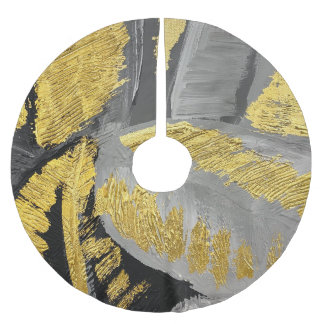 Falda Para El Árbol De Navidad De Poliéster Oro Lujoso: Textura Grunge Vintage.