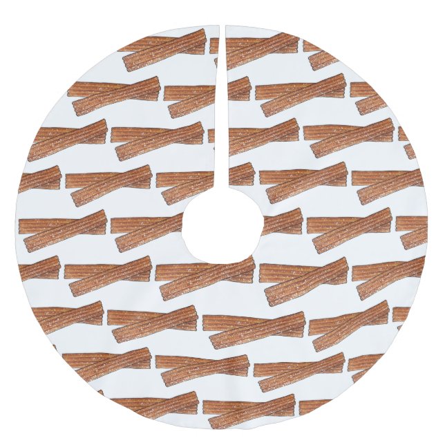 Falda Para El Árbol De Navidad De Poliéster Ortografía de la pastelería de Churro Frito de Por (Anverso)