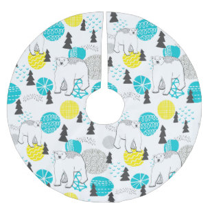 Falda Para El Árbol De Navidad De Poliéster Oso polar