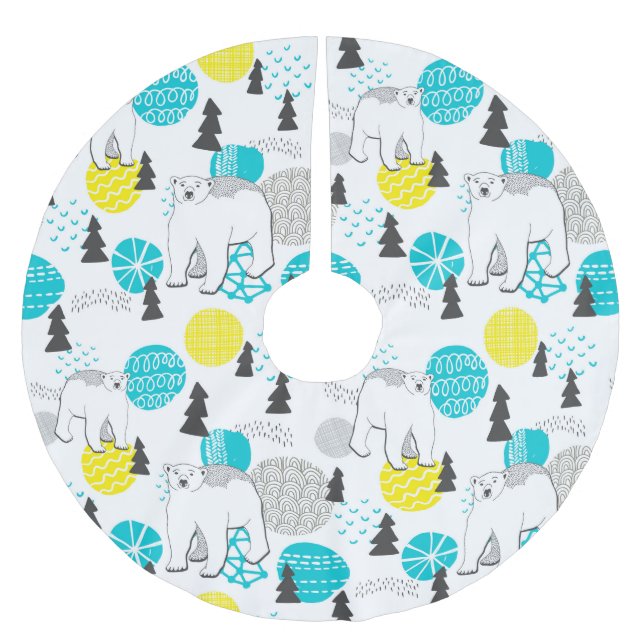 Falda Para El Árbol De Navidad De Poliéster Oso polar (Anverso)