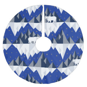 Falda Para El Árbol De Navidad De Poliéster Oso Polar sobre el patrón Iceberg sin Marea.