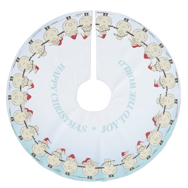 Falda Para El Árbol De Navidad De Poliéster Oveja de Navidades Adorables (Anverso)