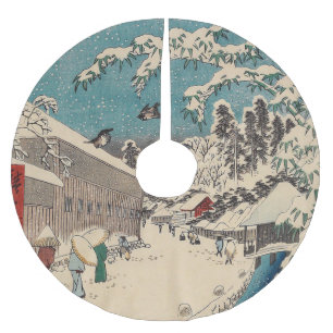 Falda Para El Árbol De Navidad De Poliéster paisaje invernal de Hiroshige japón ukiyo-e antigu