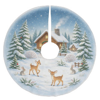 Falda Para El Árbol De Navidad De Poliéster Paisaje Invernal Mágico