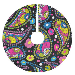 Falda Para El Árbol De Navidad De Poliéster Paisley de estilo tribal, patrón étnico sin fisura