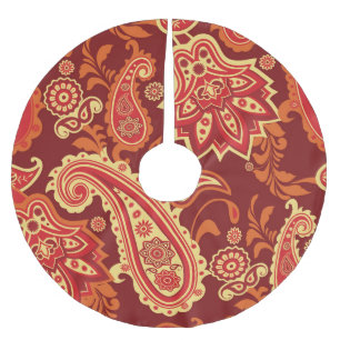 Falda Para El Árbol De Navidad De Poliéster Paisley, flores: patrón ornamental sin costura
