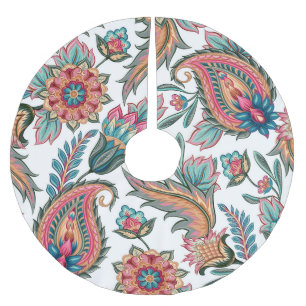 Falda Para El Árbol De Navidad De Poliéster Paisley Oriental: Floral Vintage sin soldadura