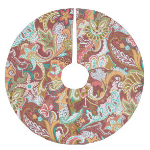 Falda Para El Árbol De Navidad De Poliéster Paisley sin soldadura: elegante patrón de fondo.