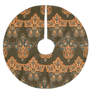 Falda Para El Árbol De Navidad De Poliéster Paisley textil asiática: Ilustracion de cosecha fl