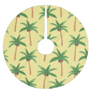 Falda Para El Árbol De Navidad De Poliéster Palmeras acuáticas, fondo tropical.