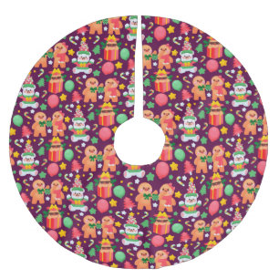 Falda Para El Árbol De Navidad De Poliéster Pan de jengibre