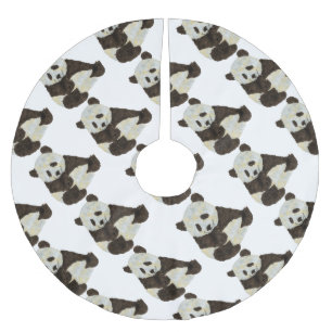 Falda Para El Árbol De Navidad De Poliéster Panda linda