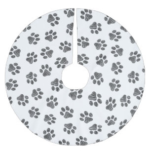 Falda Para El Árbol De Navidad De Poliéster Papas de perro, garras de perro, patas negras