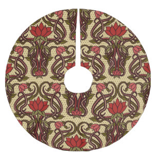 Falda Para El Árbol De Navidad De Poliéster Papel de flores de estilo Art Nouveau.