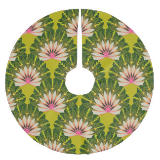 Falda Para El Árbol De Navidad De Poliéster Papel estilizado de loto: rosa, verde.