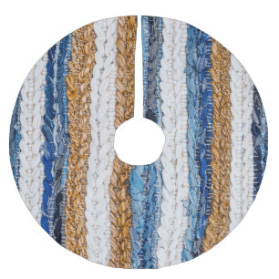 Falda Para El Árbol De Navidad De Poliéster Papeleo de denim: alfombra de jeans reciclados.