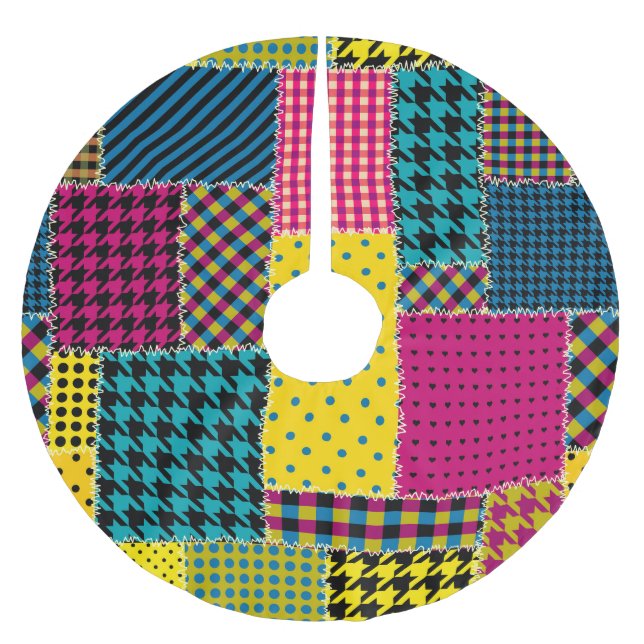 Falda Para El Árbol De Navidad De Poliéster Parche geométrico: fondo transparente Rectangle (Anverso)