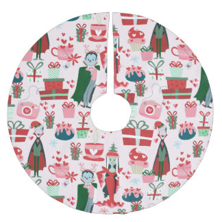 Falda Para El Árbol De Navidad De Poliéster pareja de vampiros góticos de navidad de terror