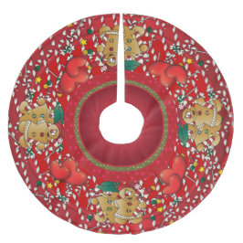 Falda Para El Árbol De Navidad De Poliéster Pares dulces del navidad del pan de jengibre del