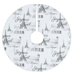 Falda Para El Árbol De Navidad De Poliéster Paris Joyeux Noel B&W Christmas Skirt