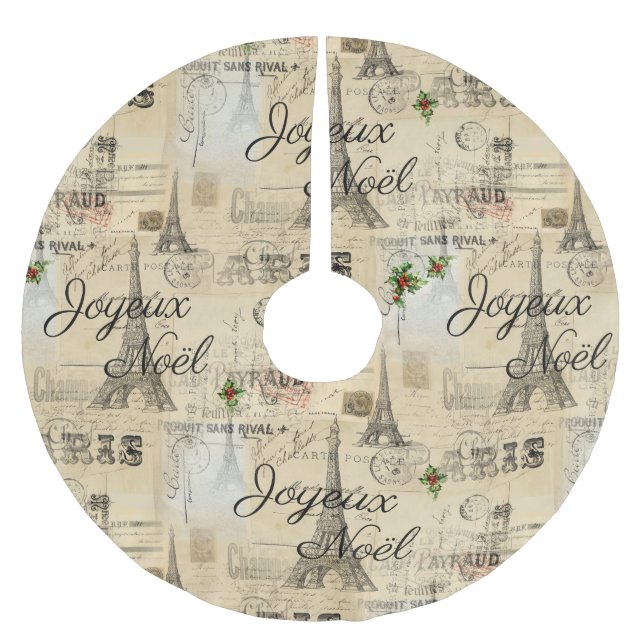 Falda Para El Árbol De Navidad De Poliéster Paris Joyeux Noel Navidades de la falda del árbol  (Anverso)