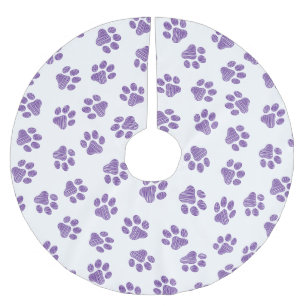 Falda Para El Árbol De Navidad De Poliéster Pasta de perro, garras de perro, garras moradas