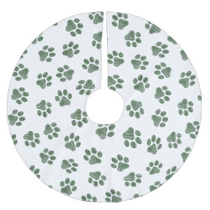 Falda Para El Árbol De Navidad De Poliéster Pasta de perro, garras de perro, patas verdes