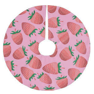 Falda Para El Árbol De Navidad De Poliéster Pastel de fresa: dulzura vintage
