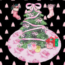 Pastel Pink Ornament Holiday Tree Skirt