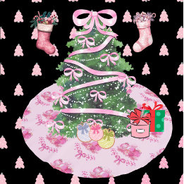Falda Para El Árbol De Navidad De Poliéster Pastel Pink Ornament Holiday Tree Skirt