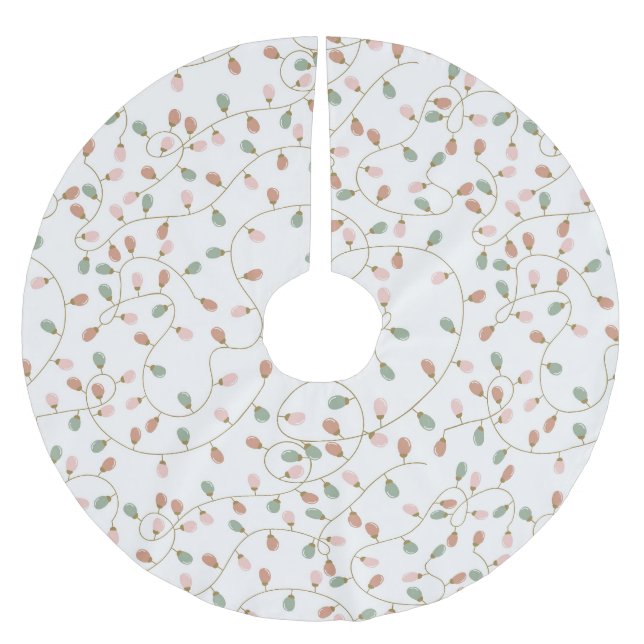 Falda Para El Árbol De Navidad De Poliéster  Pastel String Lights on Snowy White (Anverso)