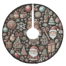 Falda Para El Árbol De Navidad De Poliéster Pasteles duros dibujando motivos de Navidades
