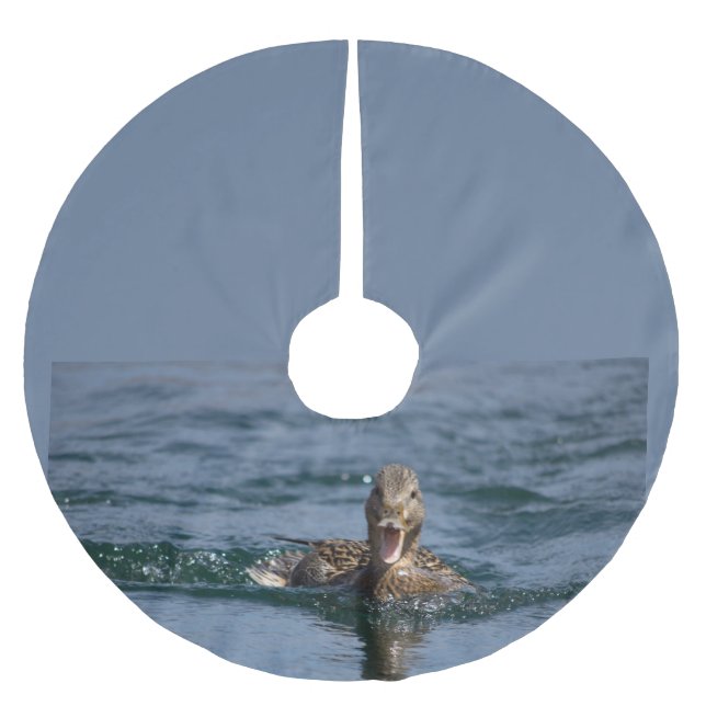 Falda Para El Árbol De Navidad De Poliéster Pato abierto con pico (Anverso)