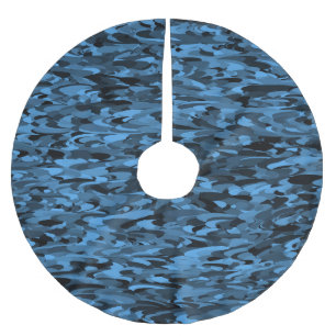 Falda Para El Árbol De Navidad De Poliéster Patrón abstracto azul negro
