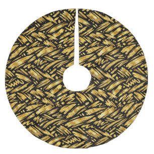 Falda Para El Árbol De Navidad De Poliéster Patrón abstracto de lámina de oro