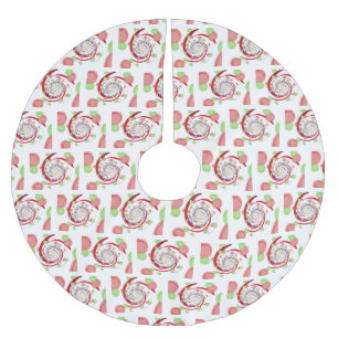 Falda Para El Árbol De Navidad De Poliéster Patrón abstracto de remolino rojo y verde
