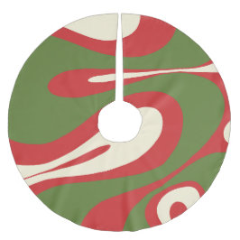 Falda Para El Árbol De Navidad De Poliéster Patrón abstracto navideño con flujo suave y psicod