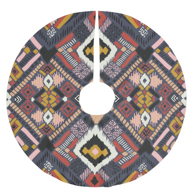 Falda Para El Árbol De Navidad De Poliéster Patrón azteca de Chevron africano tribal (Anverso)