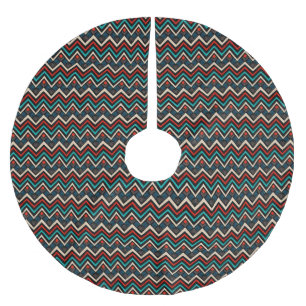 Falda Para El Árbol De Navidad De Poliéster Patrón azteca Verde azulado beige negro rojo