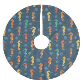 Falda Para El Árbol De Navidad De Poliéster Patrón caballito de mar