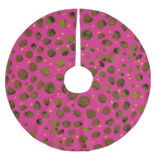 Falda Para El Árbol De Navidad De Poliéster Patrón de acuarela con piel abstracta de chita.