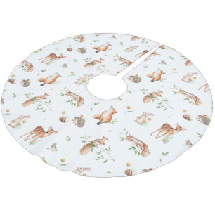 Falda Para El Árbol De Navidad De Poliéster Patrón de amigos animales de Woodland