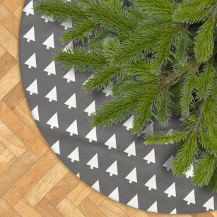 Falda Para El Árbol De Navidad De Poliéster Patrón de árbol de escáner   Blanco y negro Minima