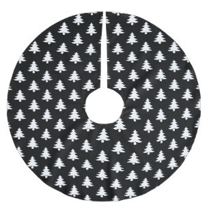 Falda Para El Árbol De Navidad De Poliéster Patrón de árbol de Navidad blanco y negro moderno