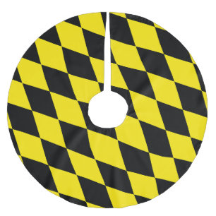 Falda Para El Árbol De Navidad De Poliéster Patrón de bandera de diamantes de Baviera negra y 