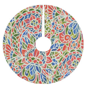 Falda Para El Árbol De Navidad De Poliéster Patrón de Batik de impresión de paisley multicolor